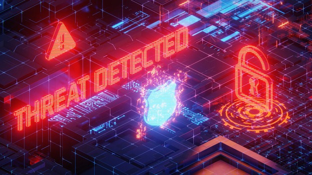 Isometric illustration of a hacking attack or security breach. 3D rendering
